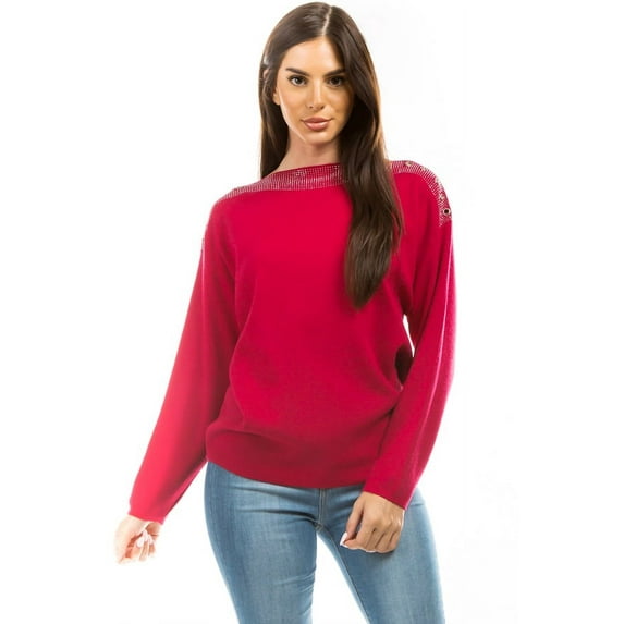 Embellished Knit Loose Fit Tunic Top