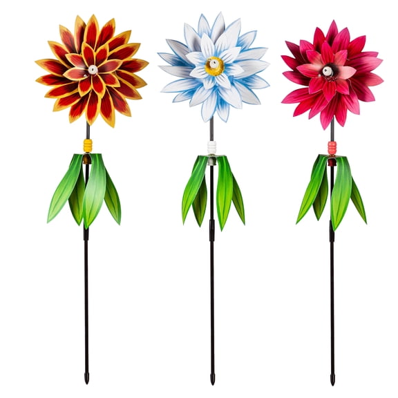Embellished Paper Floral Pinwheel Spinner, 3 Asst
