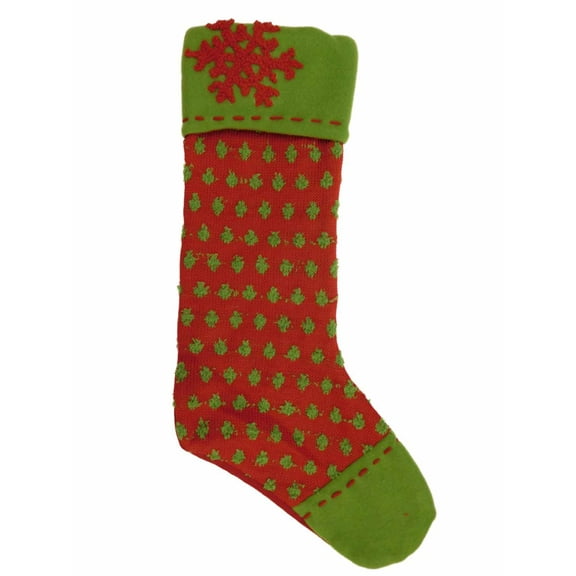Embellished Red & Green Polka Dot Christmas Holiday Stocking