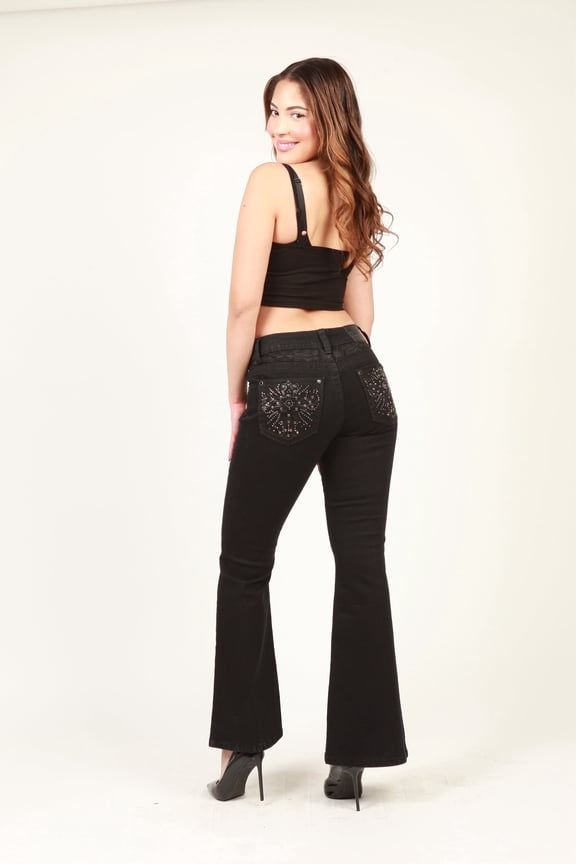 Embellshed blink cross Bootcut Rhinestone jeans