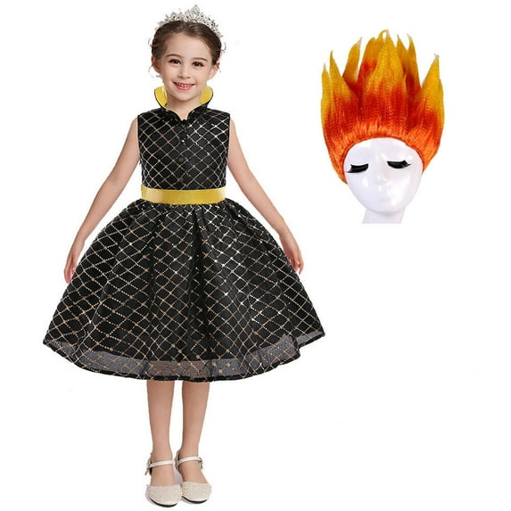 Ember Girls Costume w/Accessories Halloween Fire Element Cosplay Dress Up, Size 3-9T