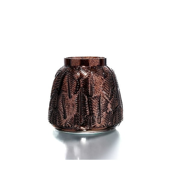 Diamond Star Bronze Fern Textured Glass Cylinder Tabletop Vase, 6.1 in