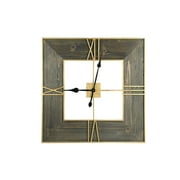 Ember Interiors 30 Inch Square Wall Clock With Wood Finish and Gold Trim