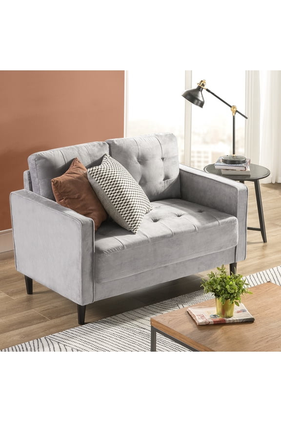 Benton Velvet Loveseat 2- Seater, Gray