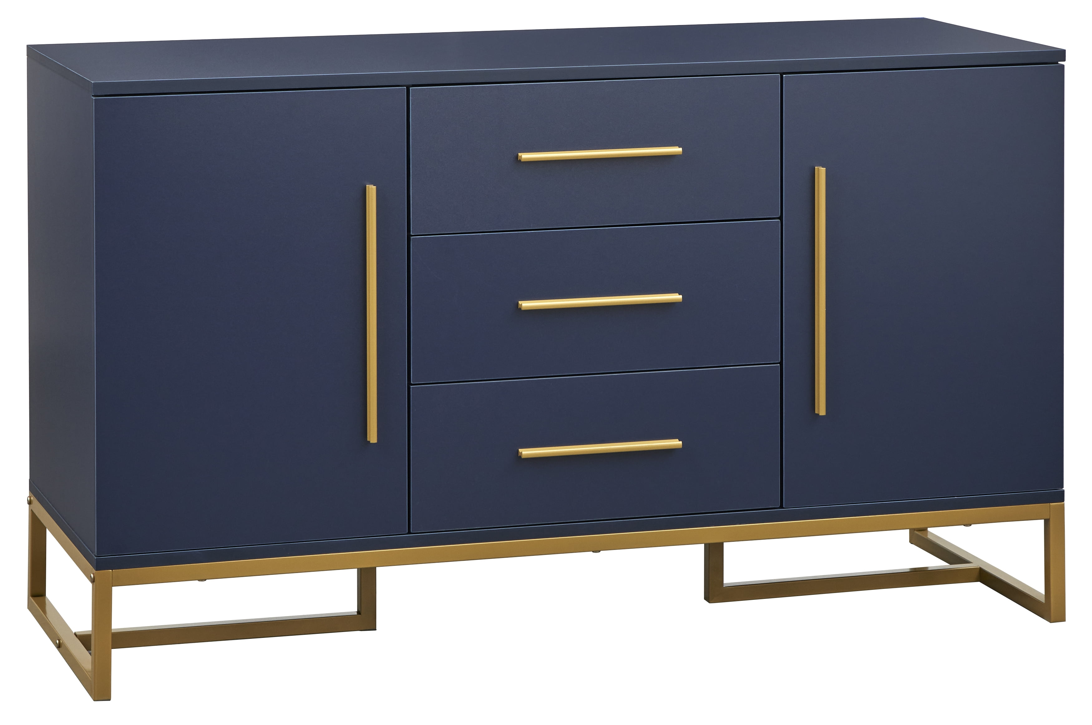 Indigo Blue MDF Sideboard with Gold Metal Legs