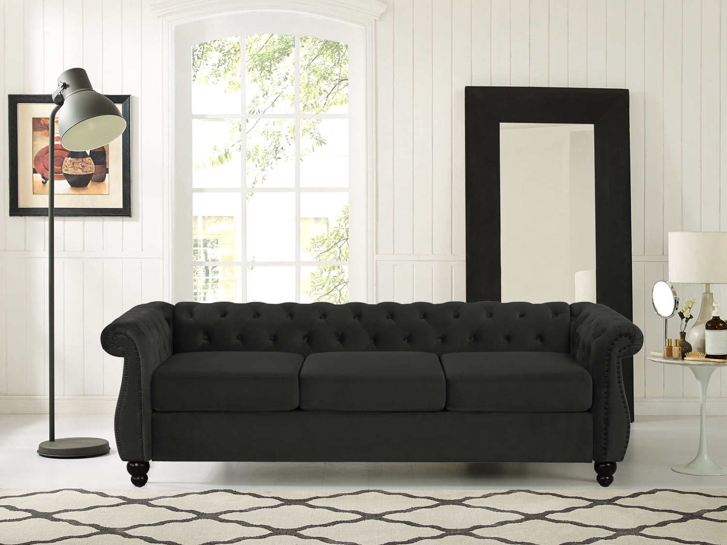 Ember Interiors Chesterfield Sofa, Green Velvet - Walmart.com