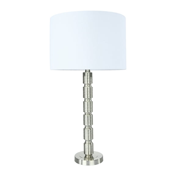 Ember Interiors Faceted Metal Table Lamp with Stacked Column Design