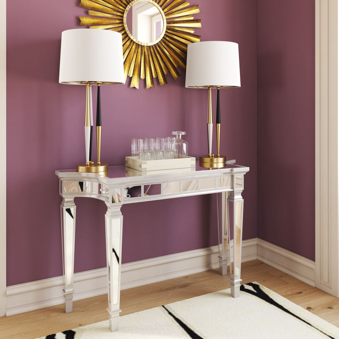 Ember Interiors Grevale Mirrored Console Table, Silver