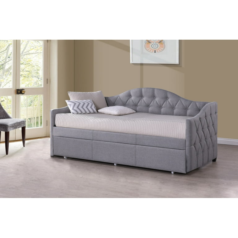 Ember Interiors Jamie Upholstered Twin Daybed with Trundle Gray Walmart