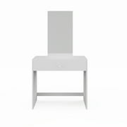 Ember Interiors Leah White Makeup Vanity Desk with Mirror for Women & Teens