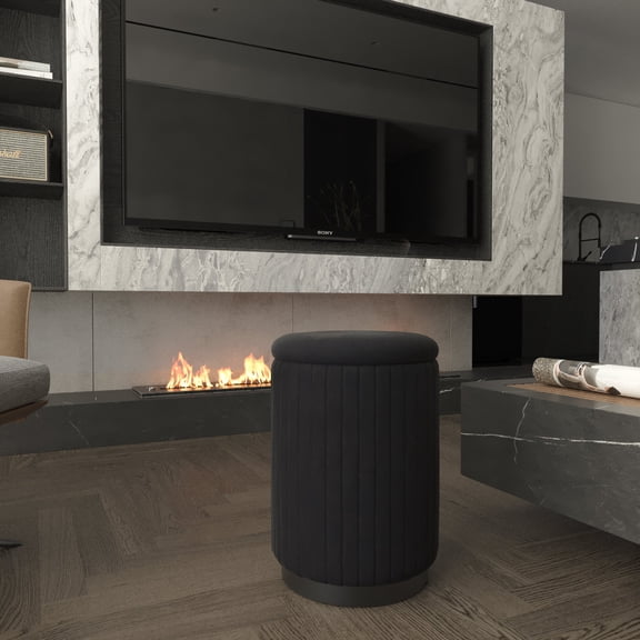 Ember Interiors Makeup Vanity Stool with Storage, Black