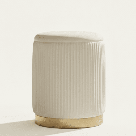 Ember Interiors Makeup Vanity Stool with Storage, White