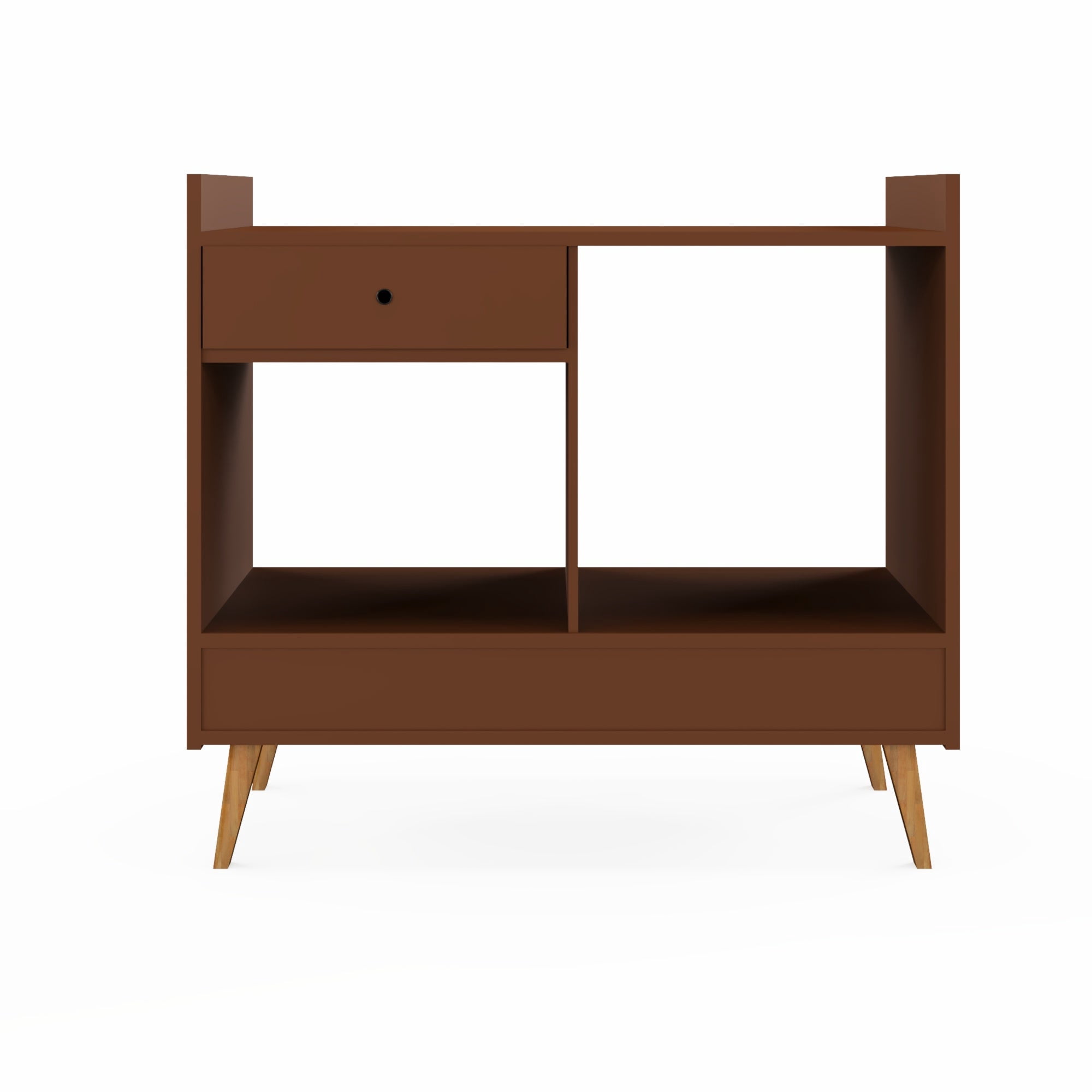 Ember Interiors Oxford Brown Modern Bar Cabinet with Wine Storage, Drawer & Open Shelves– Compact Design for Living Room or Kitchen