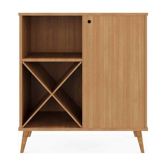 Ember Interiors Modern Bar Cabinet with Wine Rack, Open Shelve, Walnut