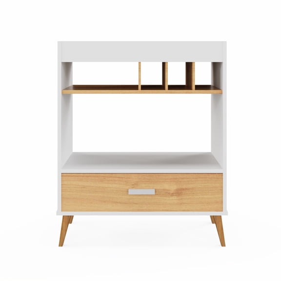 Ember Interiors Modern Bar Cabinet with Wine Rack, White Brown