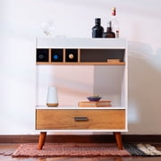 Ember Interiors Modern Bar Cabinet with Wine Rack, White Brown