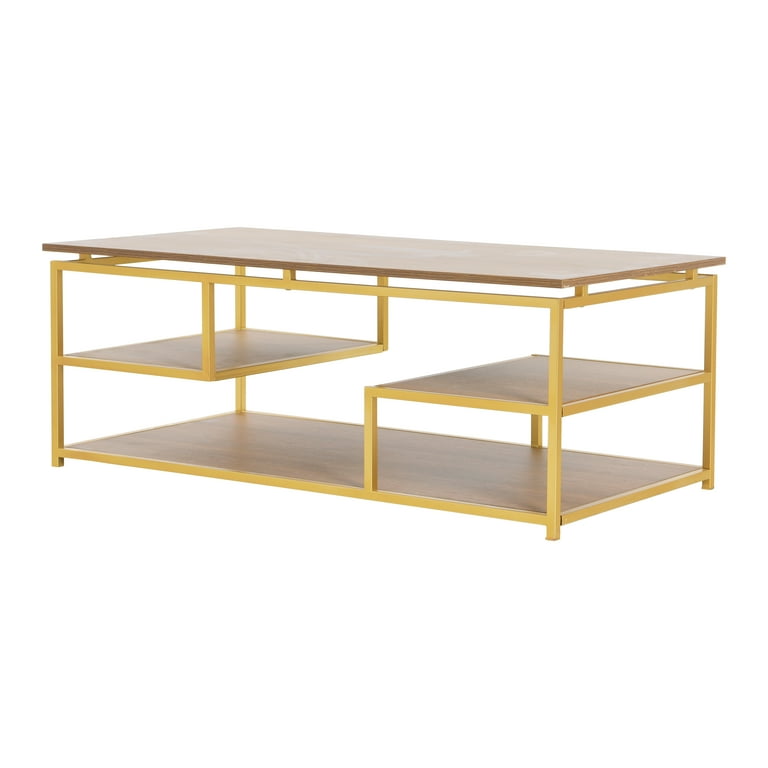 Ember Interiors Modern Wood and Metal Multi Tiered Coffee Table