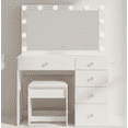 thumbnail image 1 of Ember Interiors Nadia Makeup Vanity Desk with 12 LED Lights, 5 Drawers, USB Charging Station, and Stool, White, 1 of 7
