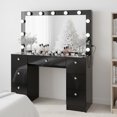 thumbnail image 1 of Ember Interiors Pam Black Makeup Vanity Desk with Mirror, Lights and Charging Station, 1 of 6