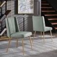 thumbnail image 1 of Weston Home Ponce Modern Herringbone Dining Side Chairs, Aqua Green/Gold (Set of Two), 1 of 10