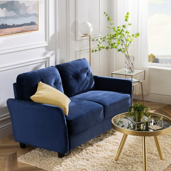 Ember Interiors Ricardo 2-Seater Loveseat, Navy Velvet