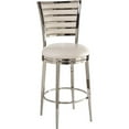 thumbnail image 1 of Ember Interiors Rouen Shiny Nickel Metal Swivel Counter Height Stool, Ivory Faux Leather, 1 of 7