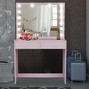 Ember Interiors with Lights Up Mirror Drawers Table Set Crystal Knobs