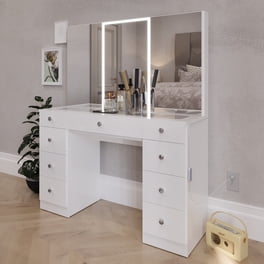Free Shipping! Ibbie Modern Vanity Table, 7 Drawers Lights Mirror ...