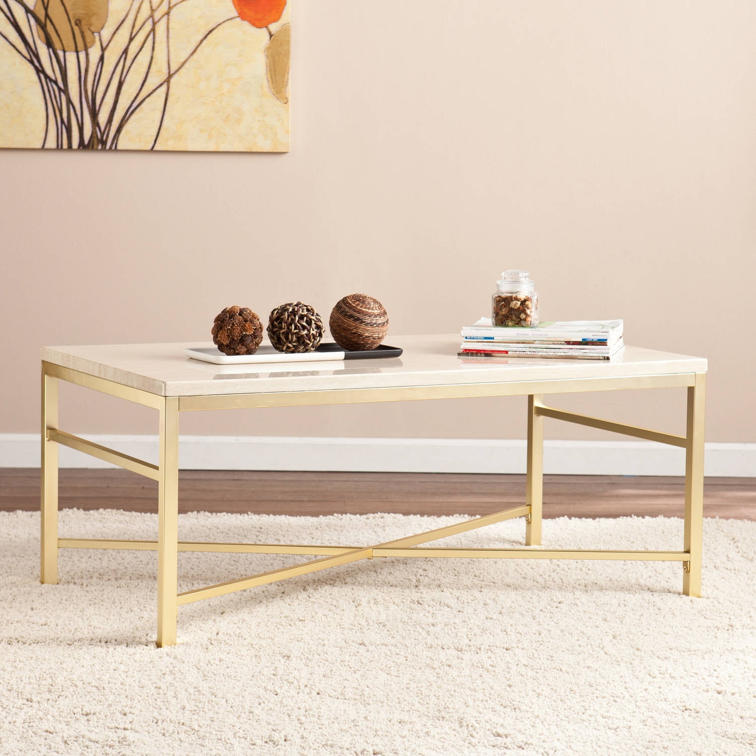Gold and 2024 cream coffee table