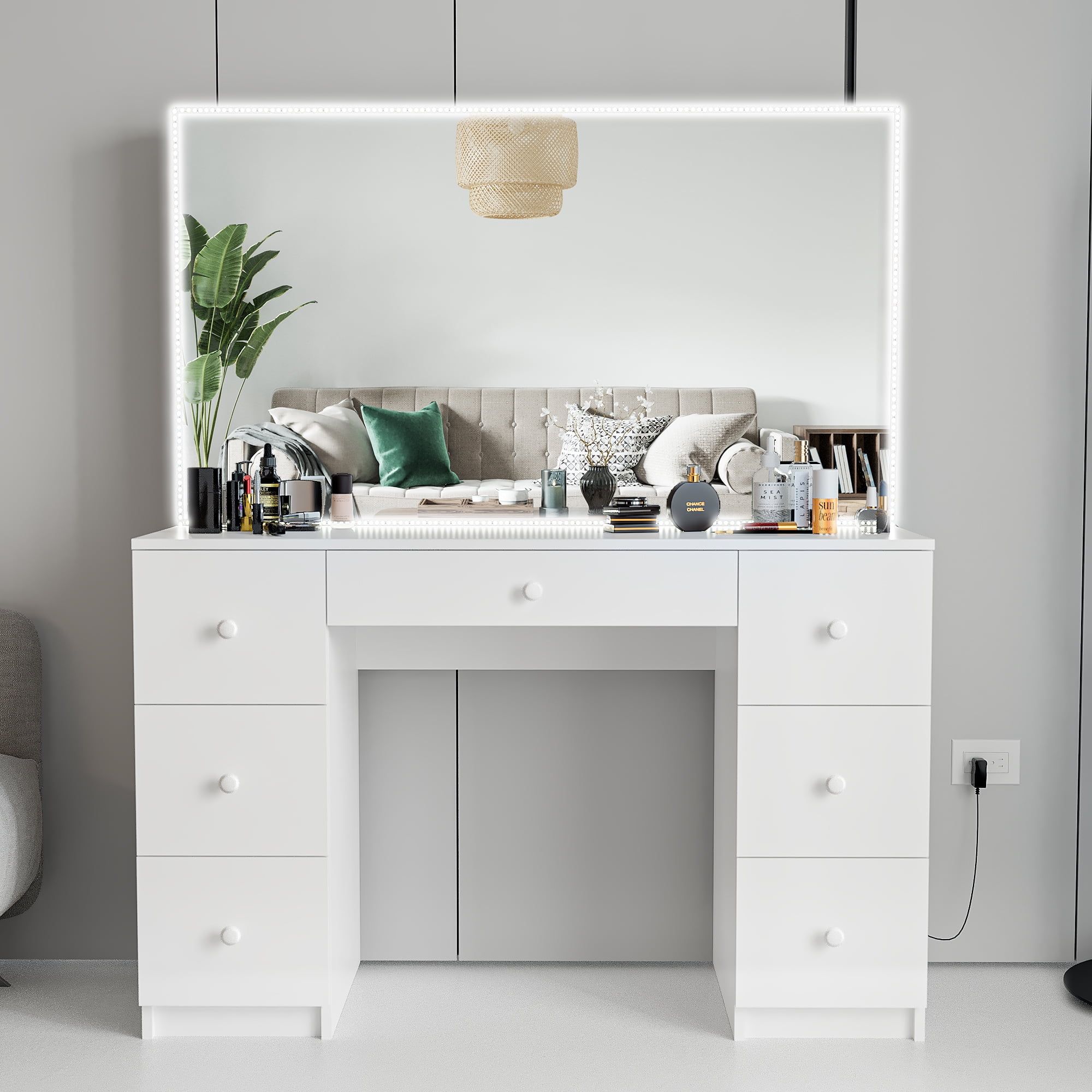 Ember Interiors Valentina Modern White Painted Vanity Table