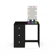 Ember Interiors Vanity Desk for Kids with Mirror, Lights, Crystal Knobs, White