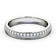 EMBER JEWEL 1.3 Ct Round Cut Solitaire with Accent Diamond Ring - Half Eternity Wedding Band - 14K White Gold Plated Bridal Jewelry - Proposal or Wedding Gift for Her