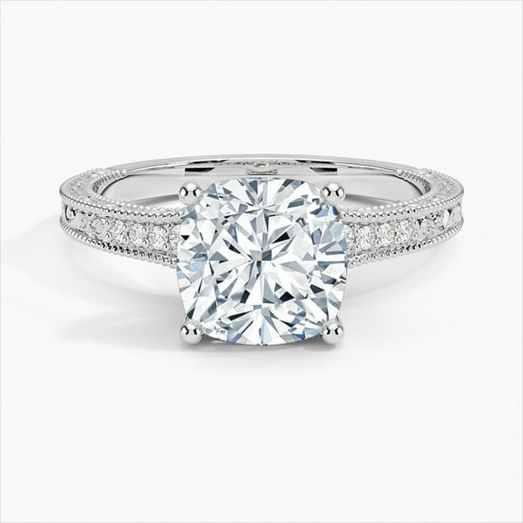 Ember Jewel 1.58 Ct Cushion Cut Diamond Ring - 14k White Gold Plated - Vintage Prong Set Engagement Ring for Her - Perfect Proposal Band for Girlfriend Gifts - A Timeless Keepsake for Every Occasion