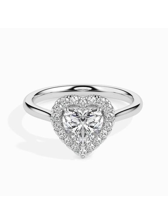 1.6 Ct Heart Cut Lab-Created Simulated Diamond Halo Engagement Ring 14K White Gold Plated Prong Setting for Women