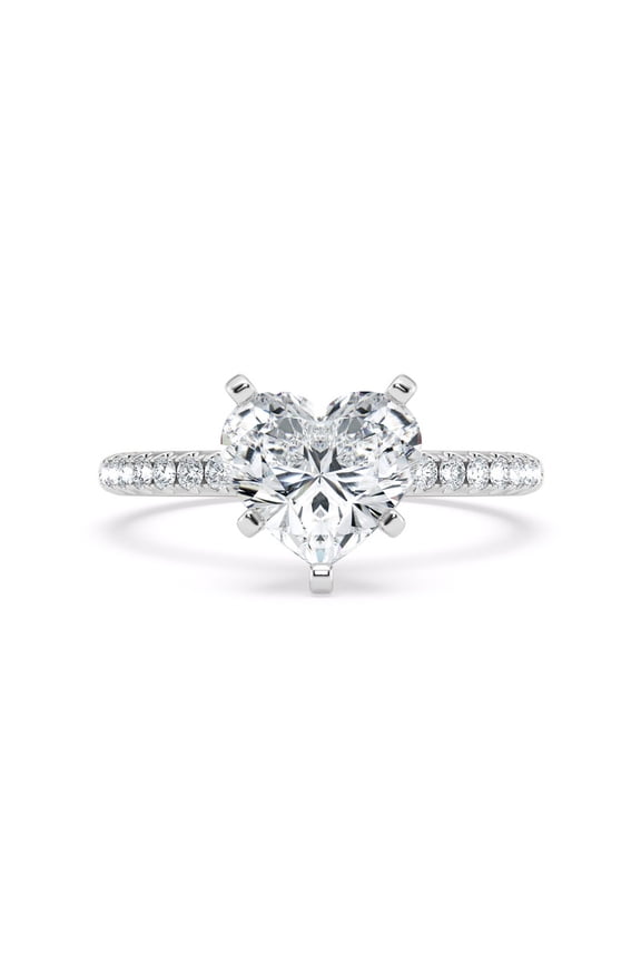 1.7 Ct Heart Cut Moissanite Engagement Ring - 14K White Gold Plated Ring - Stunning Proposal Ring for Women - Perfect Gift for Anniversary or Birthday - Solitaire Design for Her