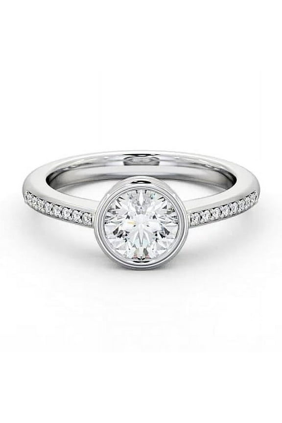 1.7 Ct Round Cut Solitaire Bezel Set Ring for Women - Elegant Accent Lab-Created Diamond in 14K White Gold Plated - Jewelry Gift