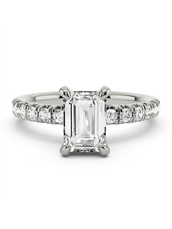 1.8 Ct Excellent Emerald Cut Solitaire Lab-Created Simulated Diamond Engagement Ring 14K White Gold Plated Wedding Anniversary Ring for Women