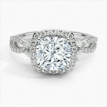 Ember Jewel 1.87 Ct Excellent Cushion Cut Diamond Ring for Women - 14k White Gold Plated Ring - Elegant Halo Diamond Rings - Gorgeous Infinity Twisted Cross Over Shank Wedding Ring - Engagement Ring