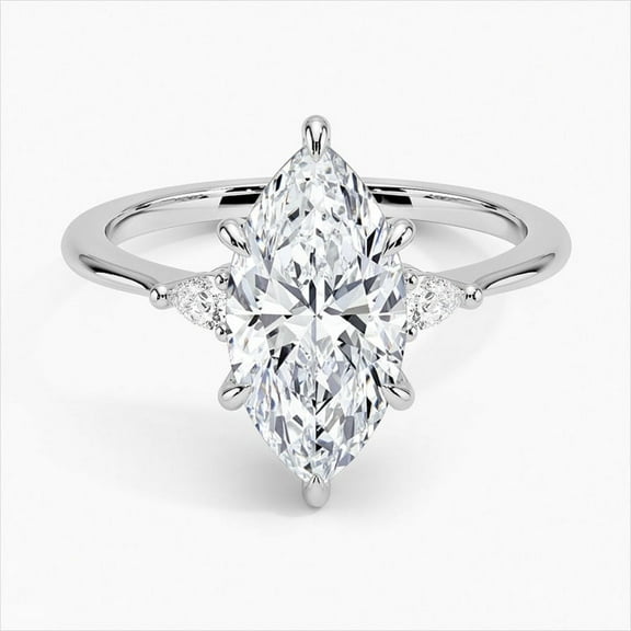 Ember Jewel 14K White Gold Plated 1.92 Ct Marquise Cut Diamond Ring - Elegant Engagement Wedding Prong Setting Ring for Women - Stunning White Diamond Jewelry for Birthday Surprises Gift for Women's