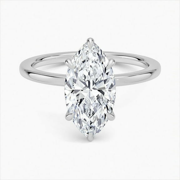 Ember Jewel 14K White Gold Plated 1.93 Ct Wedding Ring - Beautiful Marquise Cut Hidden Halo Engagement Ring - Exquisite Jewelry Diamond Ring Wedding Sets on Clearance - Perfect Gift for Anniversary