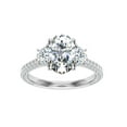 thumbnail image 1 of Ember Jewel 14K White Gold Plated 2.2 Ct Moissanite Ring - Flare Oval Cut 3 Stone Engagement Ring for Women - Timeless Gift for Her - Celebrate Your Love with a Dazzling Design, 1 of 3