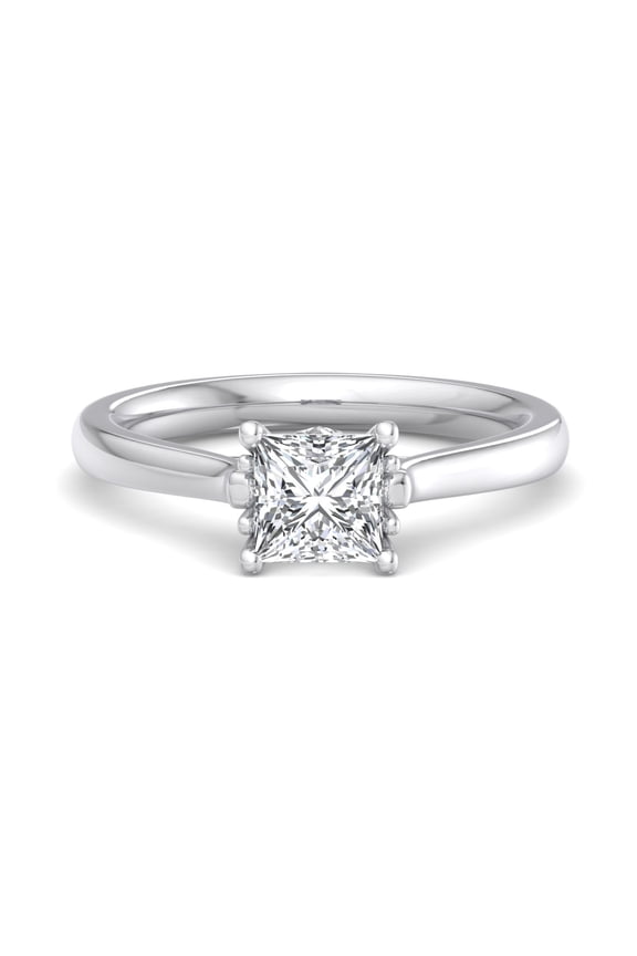 14K White Gold Plated Ring - 1.6 Ct Princess Cut Moissanite - Daily Wear Simple Solitaire Ring for Women - Engagement Ring for Her - Thoughtful Gift for Loved Ones