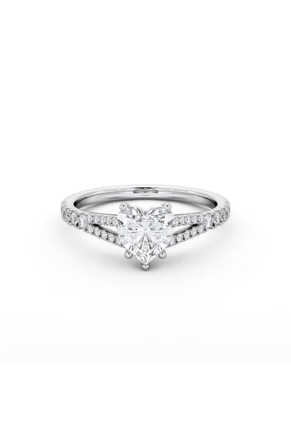 14K White Gold Plated Ring - 1.8 Ct Heart Cut Lab Created Diamond Engagement Ring for Women - Chic Proposal Ring - Beautiful Gift for Her - Promise of Lifetime Happiness