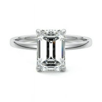 Ember Jewel 14k White Gold Plated 2.09 Ct Emerald Cut Diamond Engagement Ring - Gorgeous Daily Wear Solitaire Rings for Women - Ideal Special Occasion Rings - A Timeless Gift for Any Celebration
