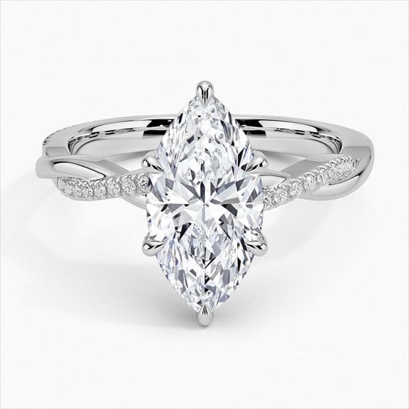 Ember Jewel 14k White Gold Plated 2.27 Ct Marquise Cut Vintage Ring - Elegant Cubic Diamond Wedding Anniversary Ring for Her - Perfect for 23rd Anniversary Gifts - A Beautiful and Affordable Choice