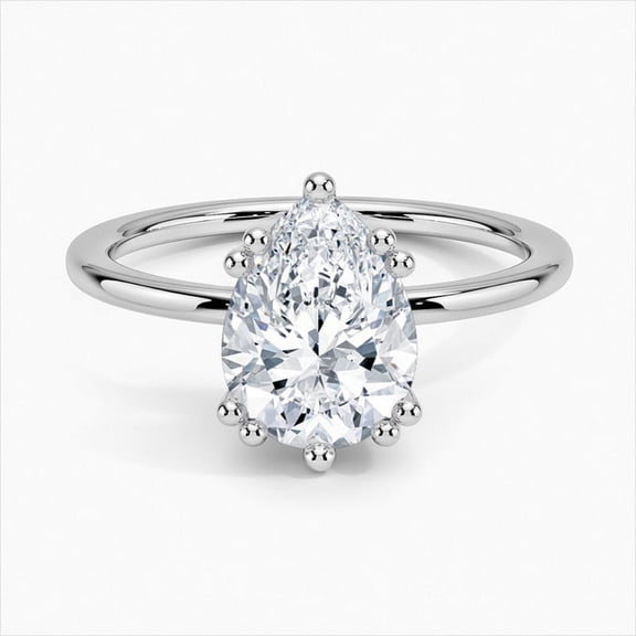Ember Jewel 2.02 Ct Pear Cut Excellent Diamond Rings - Set in 14K White Gold Plated - Gorgeous Under Halo Design for Women’s Engagement Rings - A Unique Gift to Celebrate Your Unbreakable Bond