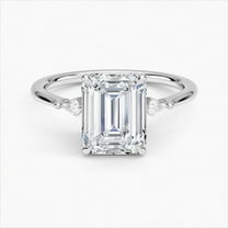 Ember Jewel 2.12 Ct Emerald Cut Diamond Special Ring for Her - 14K White Gold Plated Ring - Modern Elongated Diamond Ring for Women's - Perfect for Party Wear - A Gorgeous Gift for Any Occasion