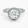 thumbnail image 1 of Ember Jewel 2 Ct Moissanite Engagement Ring - 14K White Gold Plated Round Cut Halo Solitaire with Accents Design for Women - Beautiful Gift for Her - Perfect for Celebrating Love, 1 of 3