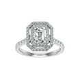 thumbnail image 1 of Ember Jewel 2 Ct Moissanite Ring - Emerald Cut Hidden Halo Design Rings - 14K White Gold Plated Engagement Ring - Exquisite Gift for Women - Timeless Elegance for Any Day, 1 of 3