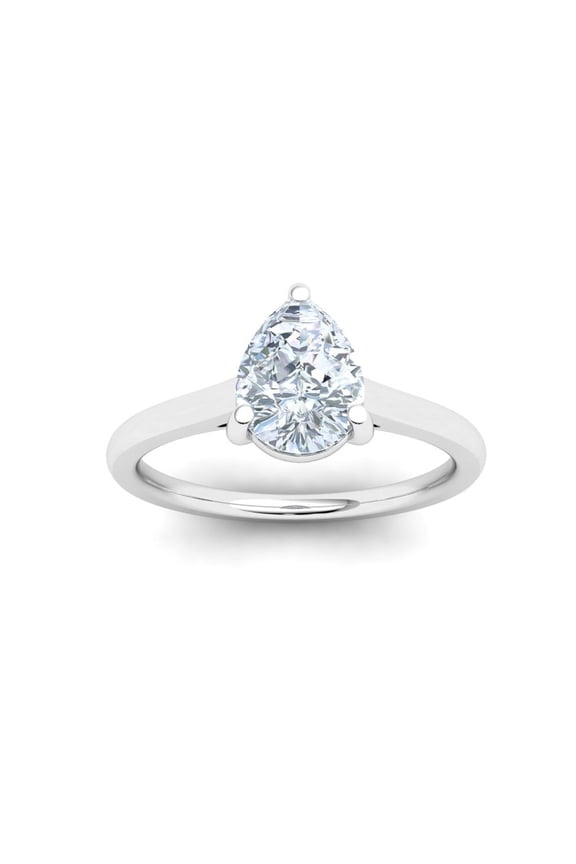 Pear Cut 1.6 Ct Moissanite Ring - 14K White Gold Plated Prong Setting - Delicate Solitaire Ring for Women - Perfect Gift for Her - Elegant Jewelry for Birthdays